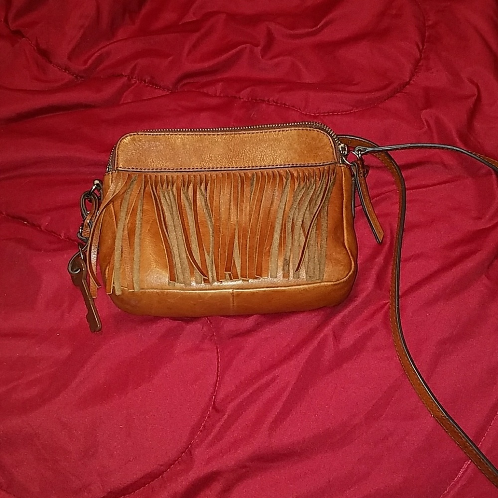 Fossil fringe crossbody